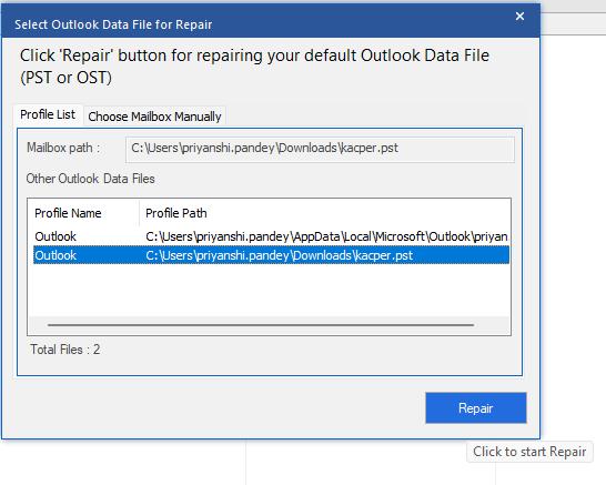 Data file Selection for Repairing