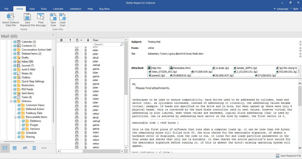 Recovered Data Window